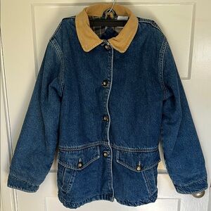 Vintage Denim Jacket with Tan Corduroy Collar